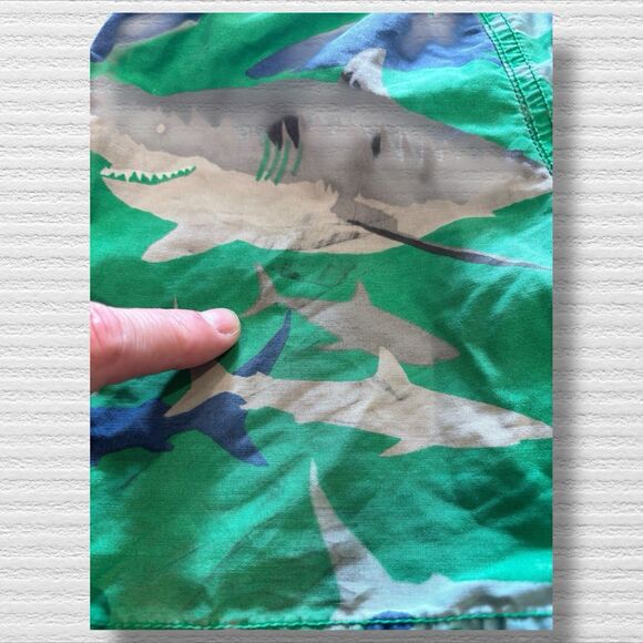 Mini Boden Swim Trunks 2-3Y Green Shark Print Mesh Lined Play - Picture 4 of 4